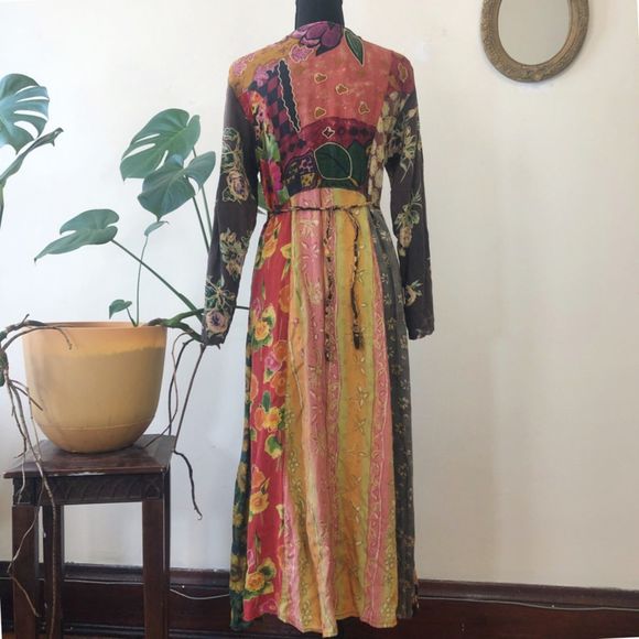 Vintage Sacred Threads 90s boho floral patchwork dress - Picture 2 of 4